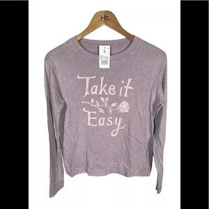 Fifth Sun TAKE IT EASY Long Sleeve Tee Small Mauve